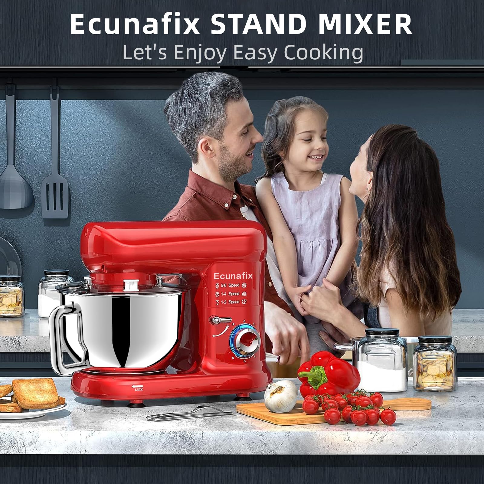 Küchenmaschine Knetmaschine 2000W Teigmaschine Rührmaschine mit 6,5L Edelstahl Schüssel 6 Geschwindigkeiten Geräuscharme Teigknetmaschine inkl Rührbesen, Knethaken, Schläger und Spritzschutz